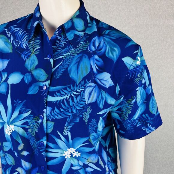Vintage Joanna Large Blouse Short Sleeve Collared Shirt Floral Button Front New - Picture 3 of 8
